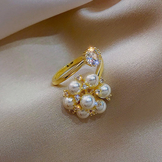Adjustable Ring with Fluffy Beads