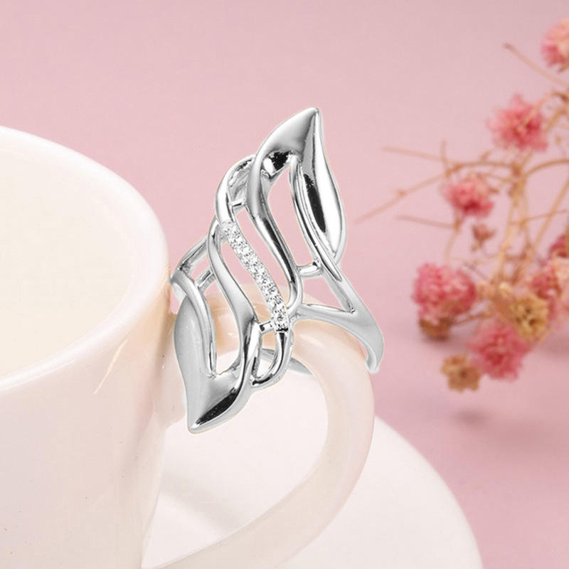 Architectural Design Ring with Two-Tone Cubic Zirconia