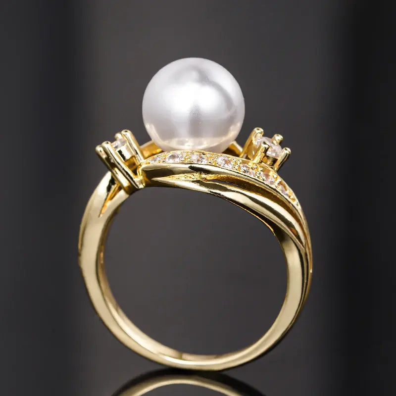 Vintage Ring with Gold Pearl Center