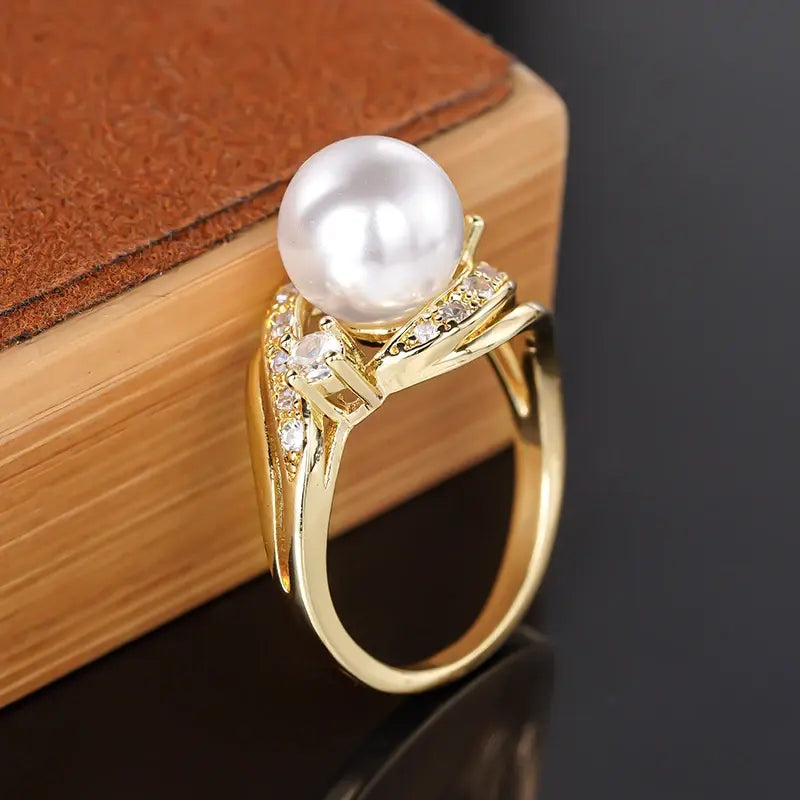 Vintage Ring with Gold Pearl Center