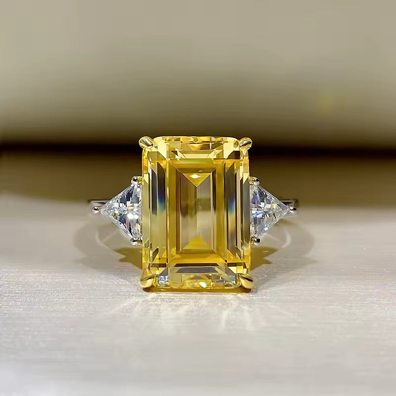 Stainless Steel Ring with Emerald-Cut Crystal