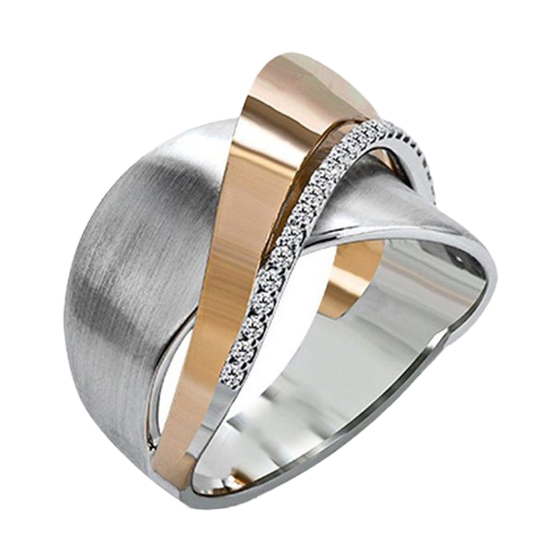 Two-Tone Steel Ring with Cubic Zirconia