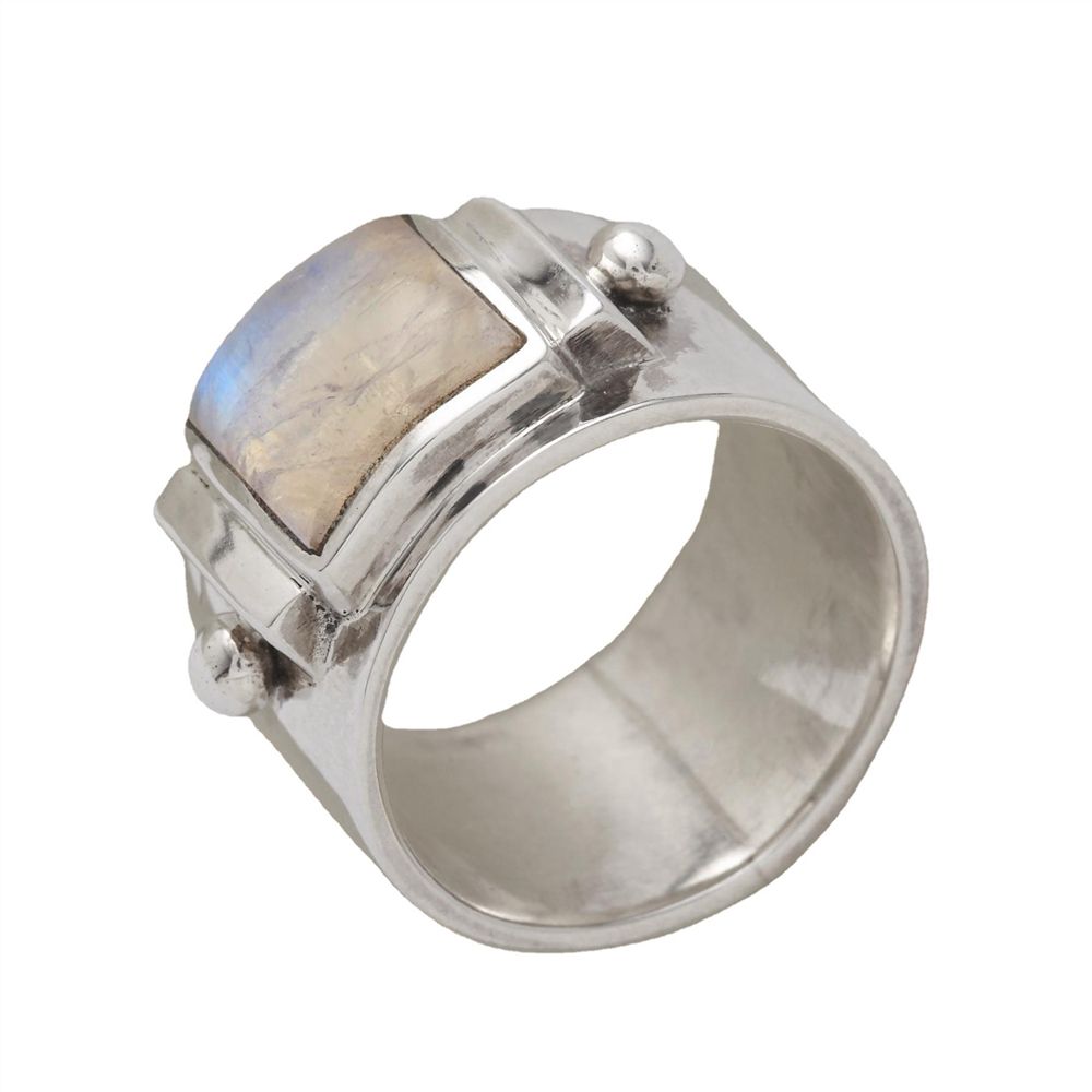 Stainless Steel Moonstone Ring