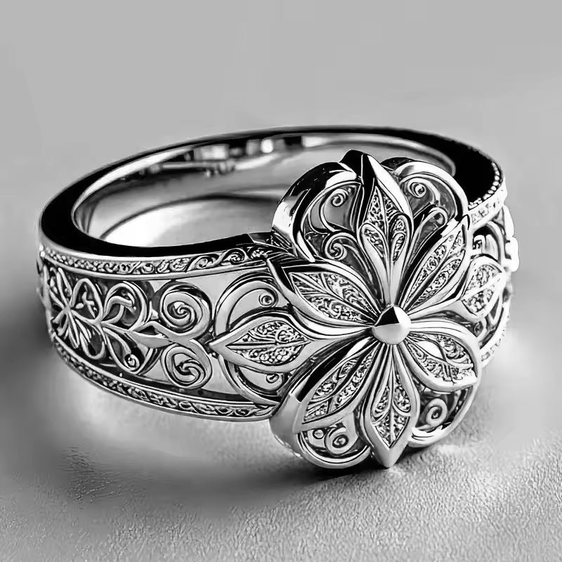 Exotic Floral Ring with Cubic Zirconia