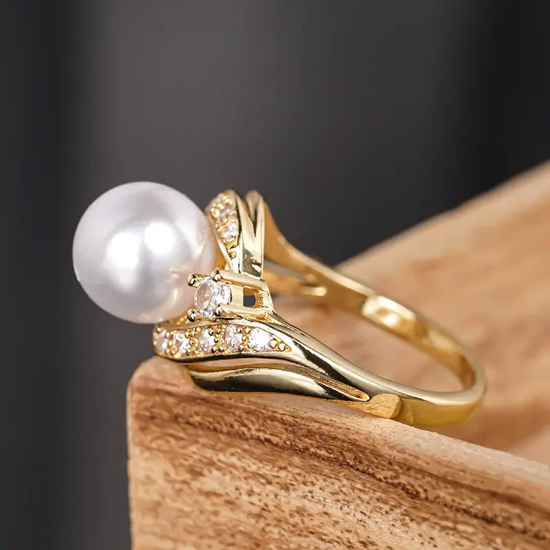 Vintage Ring with Gold Pearl Center