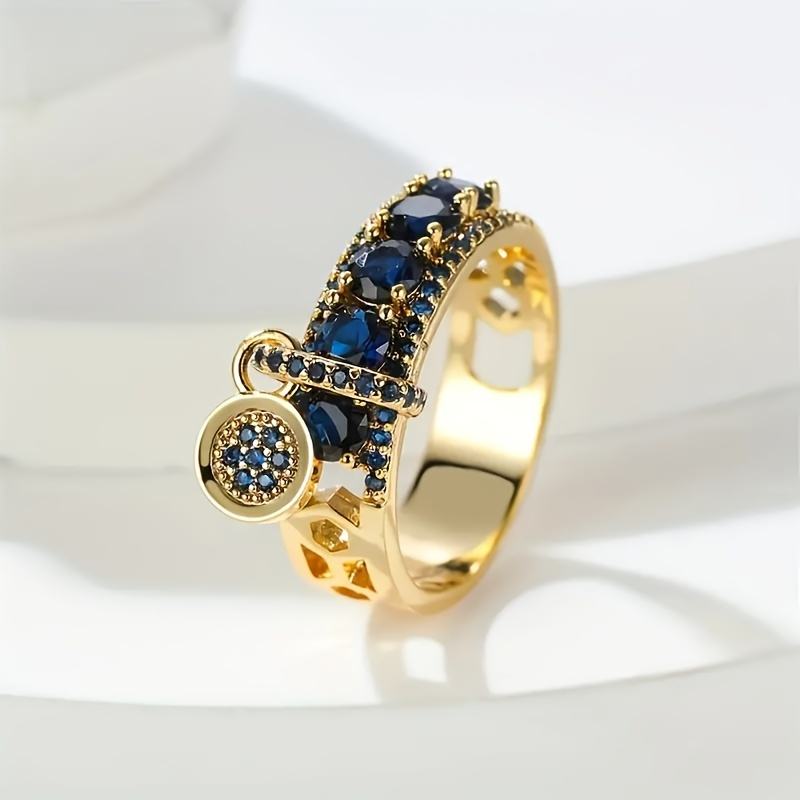 Antique Luxury Ring with Sapphires and Gold Plating