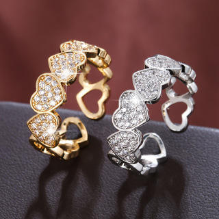 Hearts Ring with Sparkling Crystals