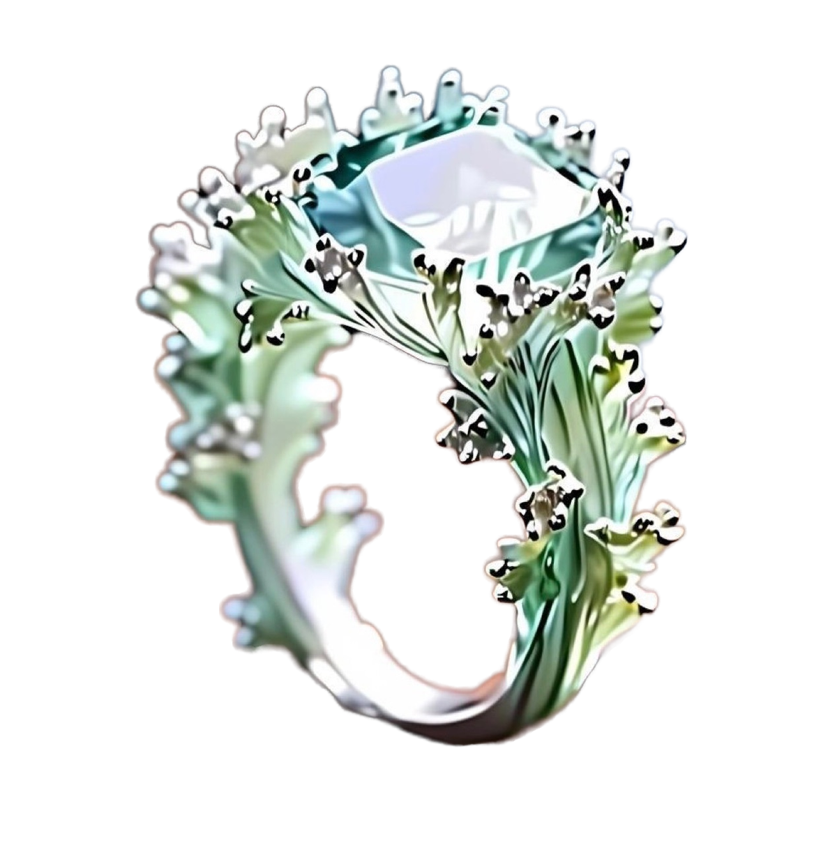 Exotic Turquoise and Coral Ring
