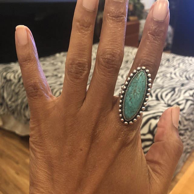 Stainless Steel Ring with Turquoise Stone