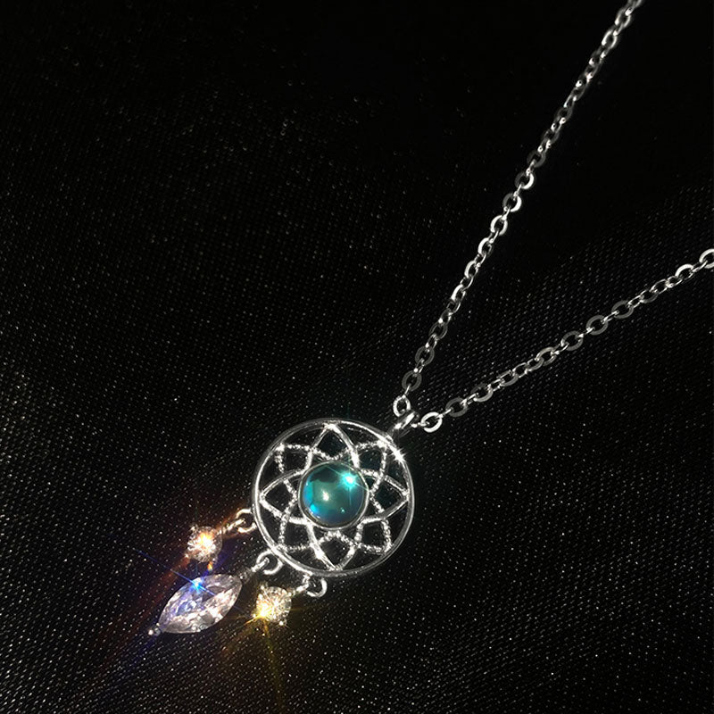 Sparkling Moonstone Dreamcatcher Necklace with Brilliant Cubic Zirconia Details