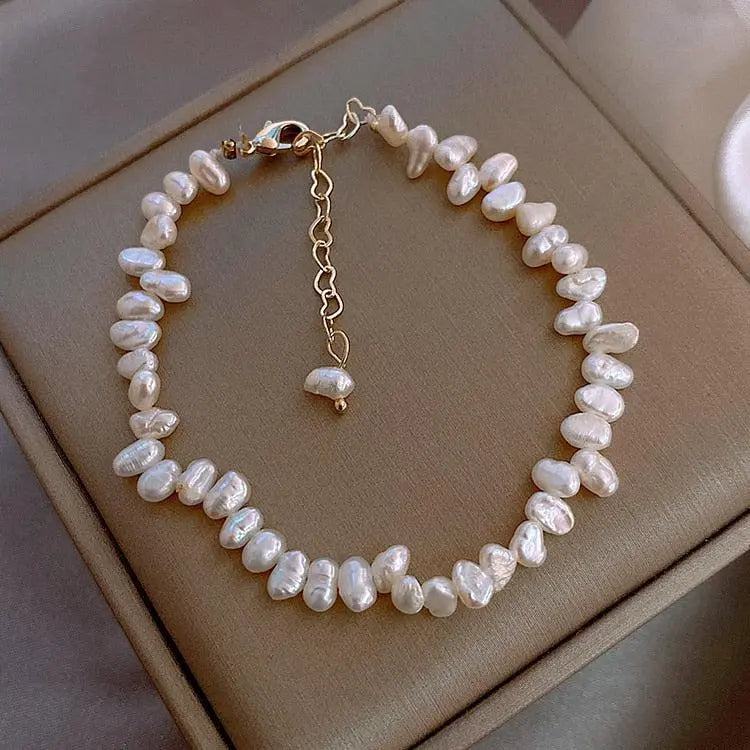 An elegant freshwater pearl bracelet featuring unique baroque pearls