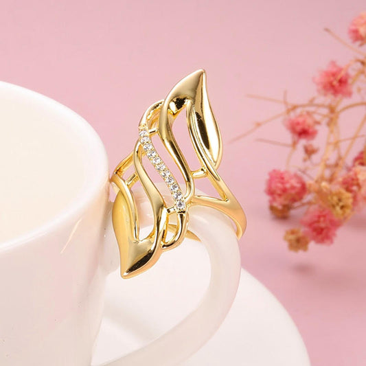 Architectural Design Ring with Two-Tone Cubic Zirconia