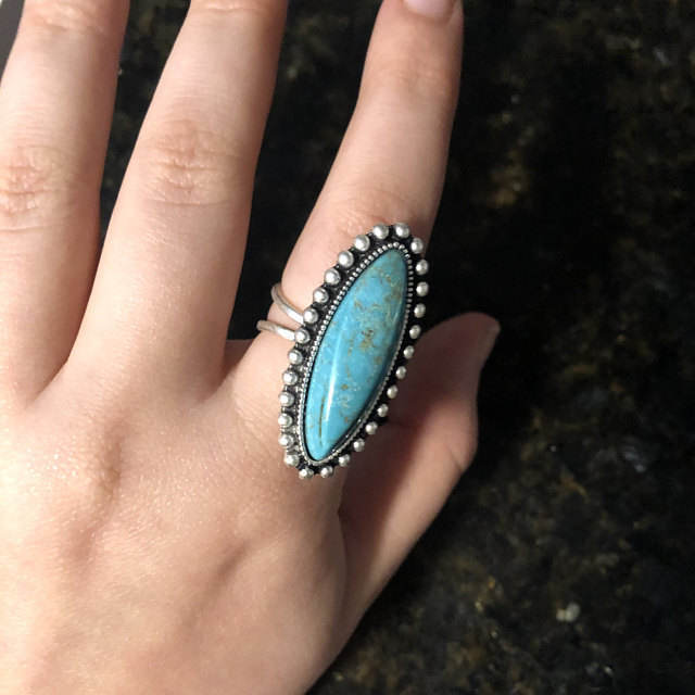Stainless Steel Ring with Turquoise Stone