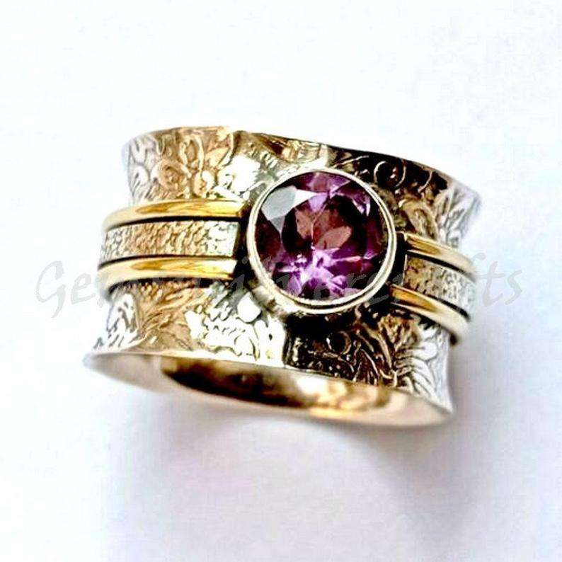Boho Meditation Ring with Crystal