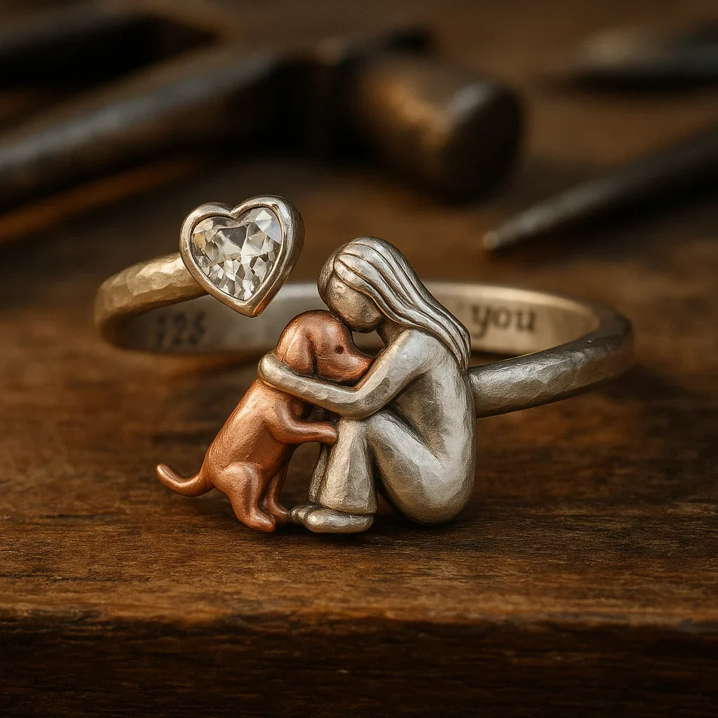 Open Ring "Unconditional Love" with Heart-Shaped Cubic Zirconia