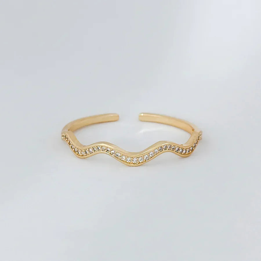 Stainless Steel Ring with Wave Pattern