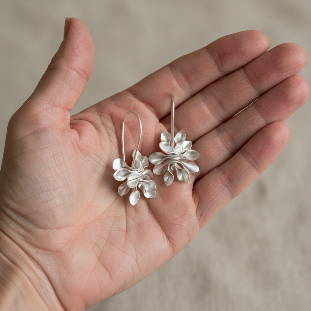 Elegant Irregular Flower Earrings in Shiny Metal