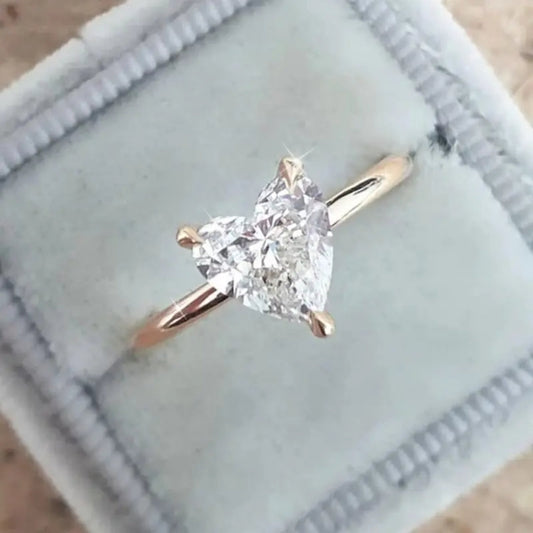 Slim Ring with Cubic Zirconia Heart