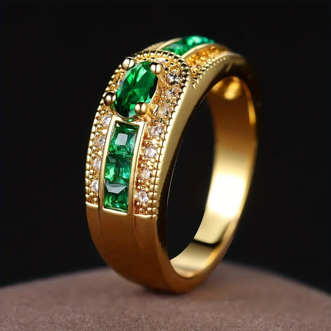 Elegant Ring with Green Cubic Zirconia
