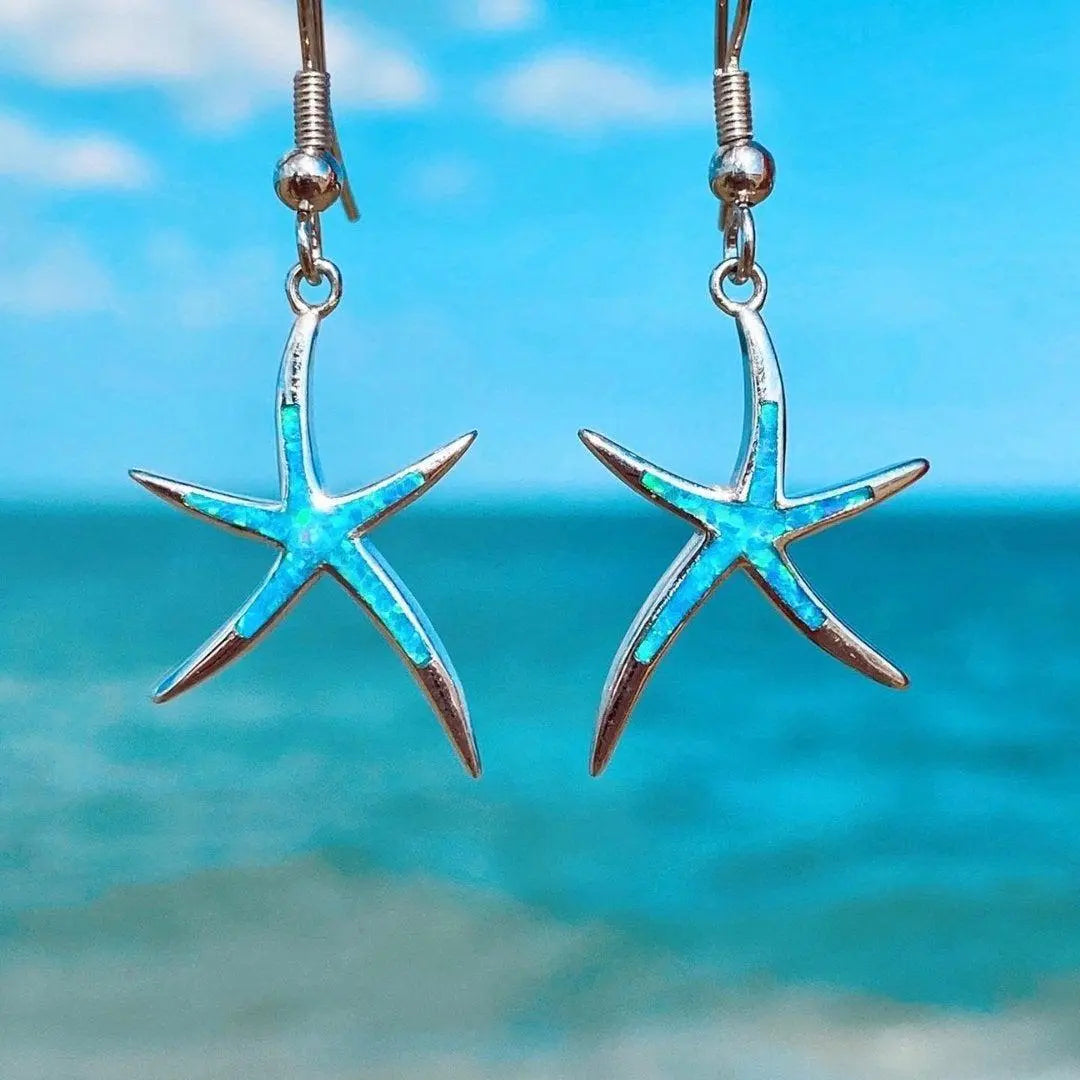Beautiful Opal Starfish Earrings for Beach Lovers