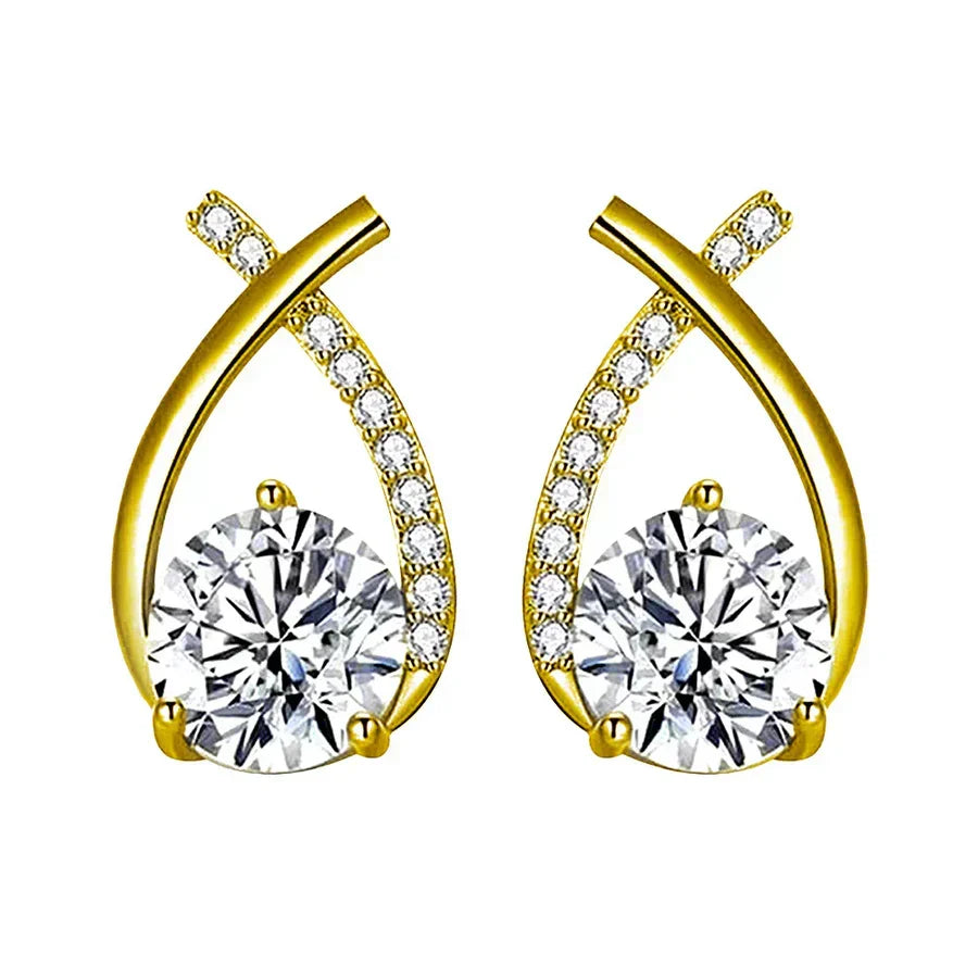 Elegant earrings with sparkling cubic zirconia and a modern design