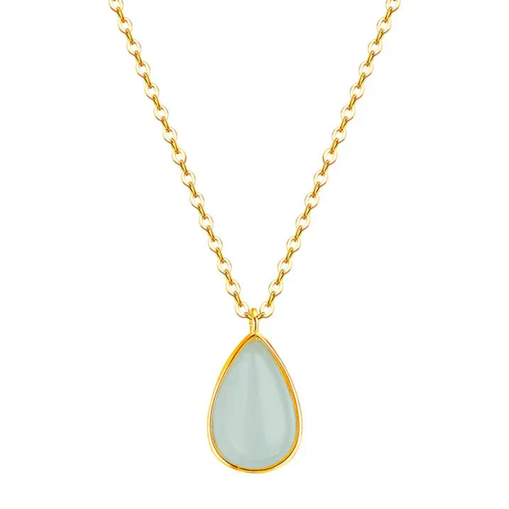 Elegant Teardrop Moonstone Necklace with Delicate Gold-Tone Frame