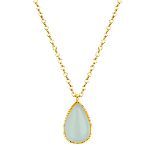 Elegant Teardrop Moonstone Necklace with Delicate Gold-Tone Frame