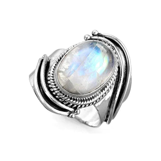 Stainless Steel Ring with Moonstone