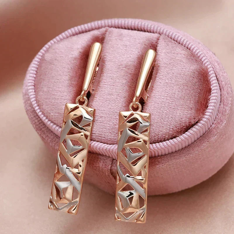 Elegant Two-Tone Geometric Cut Earrings for Women