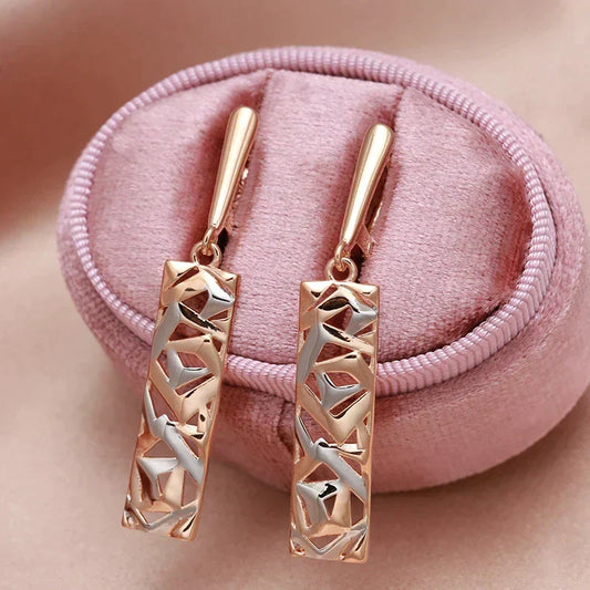 Elegant Two-Tone Geometric Cut Earrings for Women