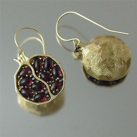 Fruity garnet earrings with intricate boho detailing