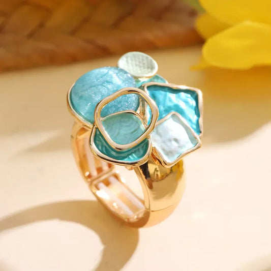 Multi-Shape Ring with Turquoise-Toned Stones