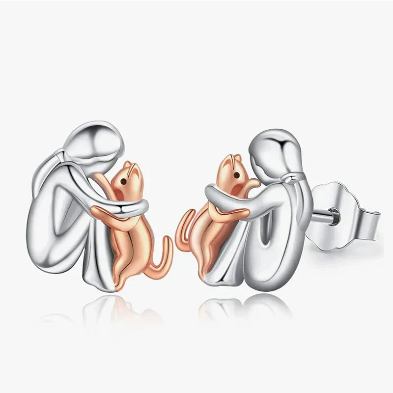 Cute Cat Hug Earrings for Animal Lovers