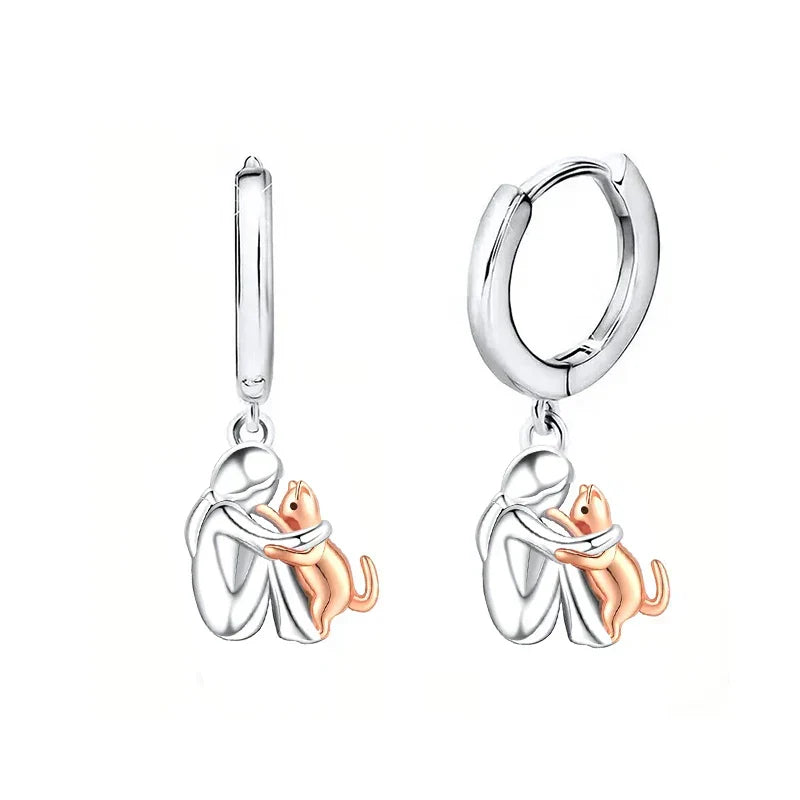 Cute Cat Hug Earrings for Animal Lovers