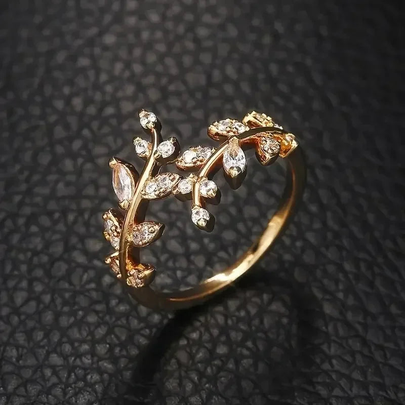 Vintage Tree Branch Ring with Crystals