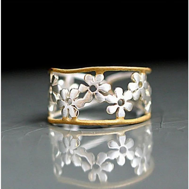 Adjustable Rings with Cluster and Floral Cutout Design