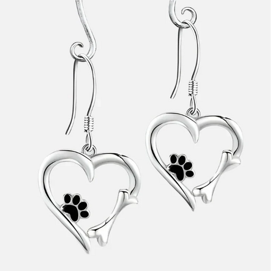 Heart and Paw Print Earrings with Adorable Animal Motif