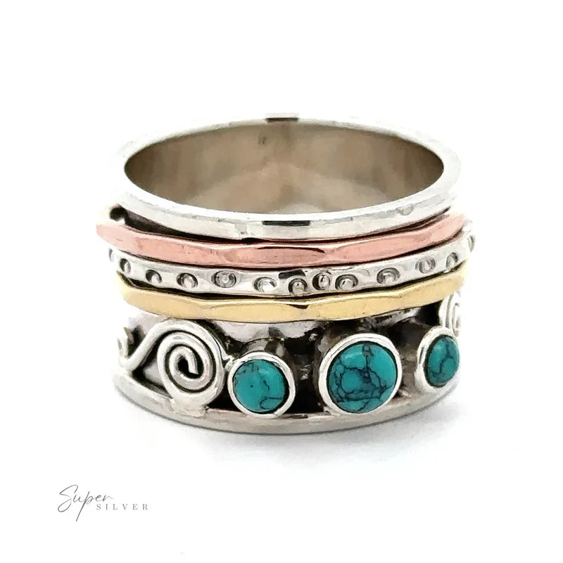 Multi-Layer Vintage Ring with Turquoise Stones