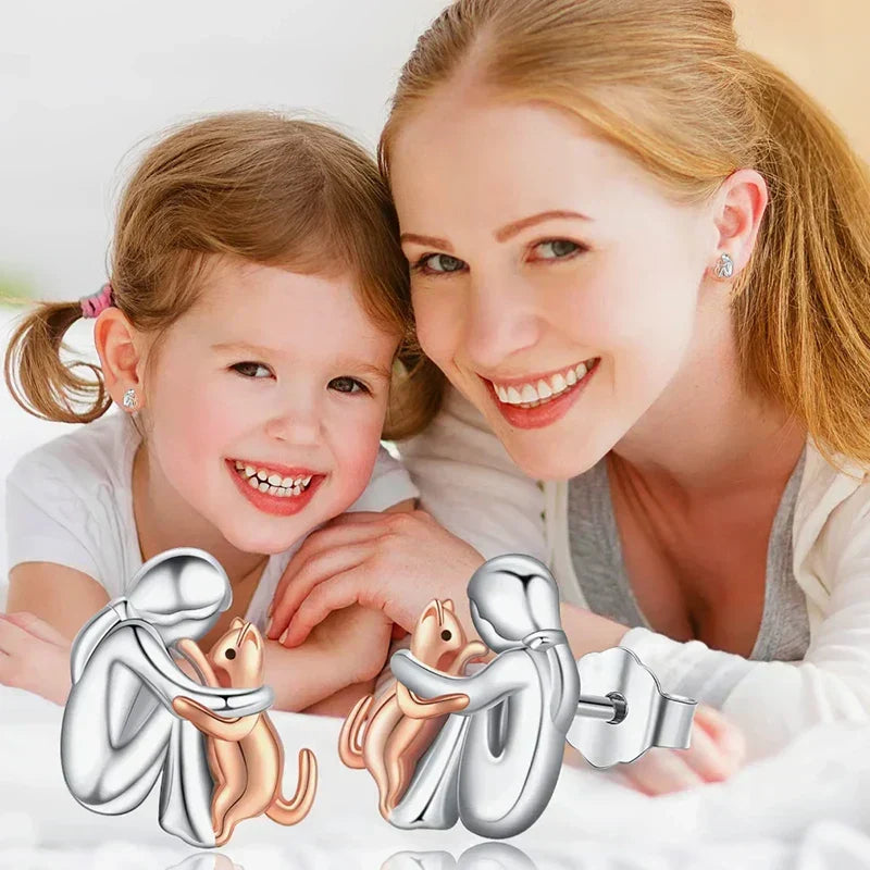 Cute Cat Hug Earrings for Animal Lovers