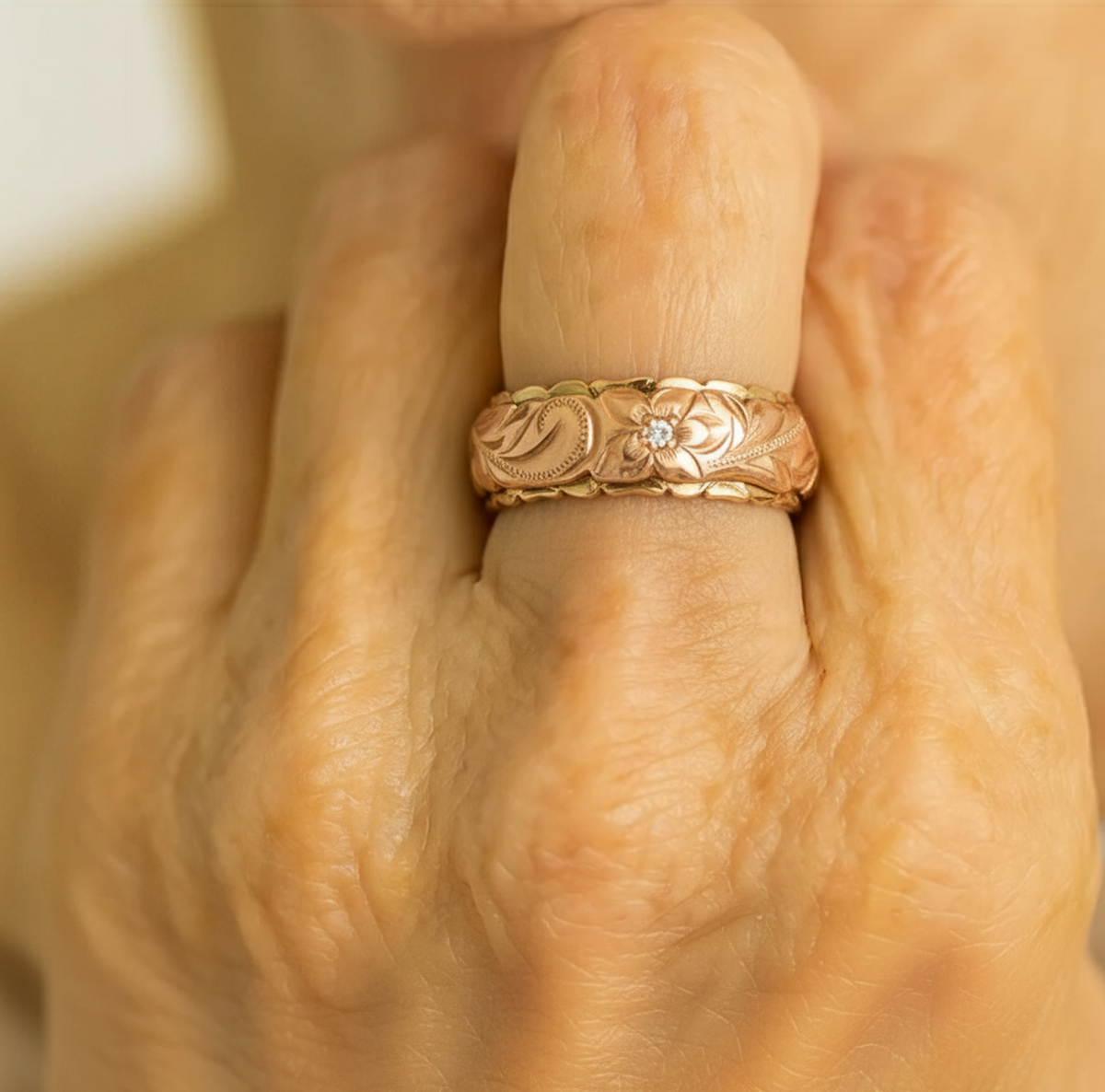 Vintage Rose Gold Flower Ring