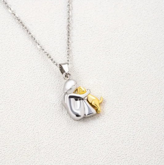 Heartfelt Girl and Dog Pendant Necklace for Animal Lovers