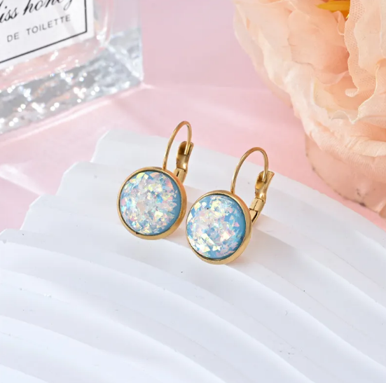 Brilliant Stainless Steel Earrings with Sparkling Sequins and Rhinestones