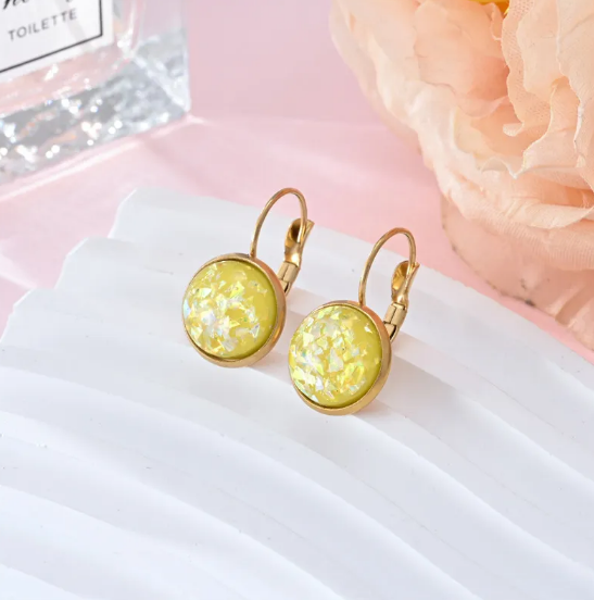 Brilliant Stainless Steel Earrings with Sparkling Sequins and Rhinestones