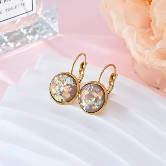 Brilliant Stainless Steel Earrings with Sparkling Sequins and Rhinestones