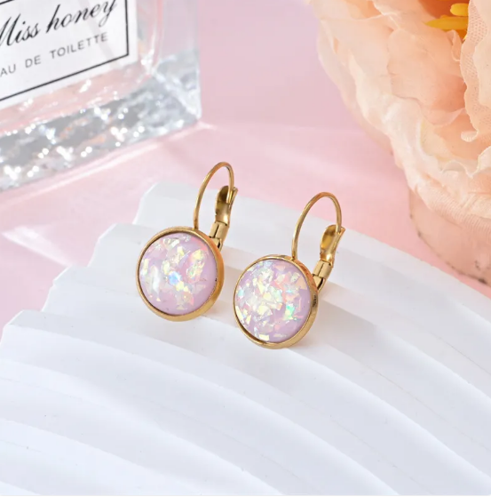 Brilliant Stainless Steel Earrings with Sparkling Sequins and Rhinestones