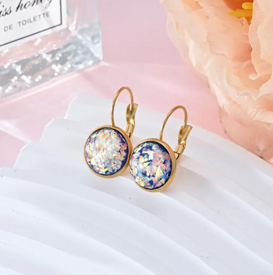 Brilliant Stainless Steel Earrings with Sparkling Sequins and Rhinestones