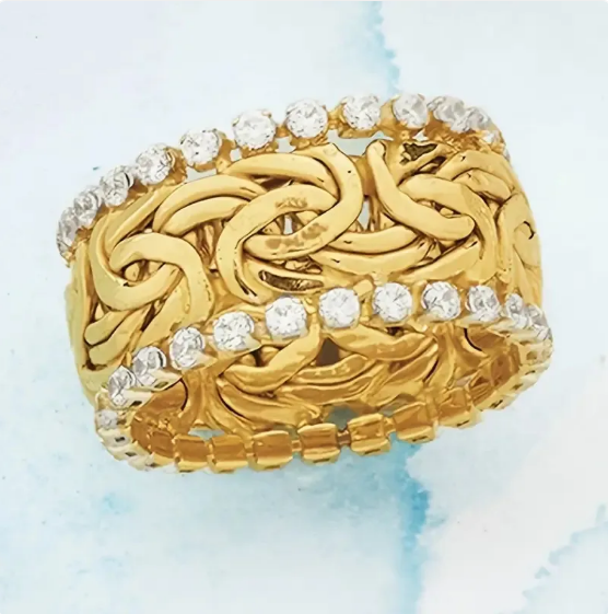 Ring with Braided Crystal Band