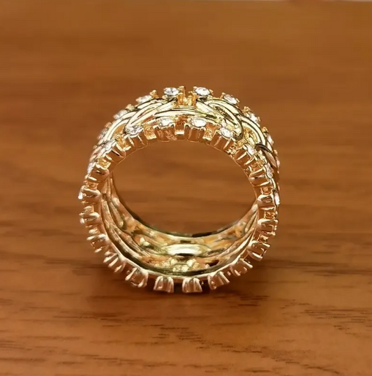 Ring with Braided Crystal Band