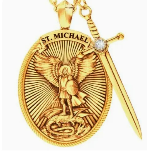 Sword Necklace with Saint Michael the Archangel Protection Pendant for Men