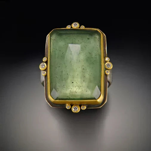 French Retro Square Ring with Crystal